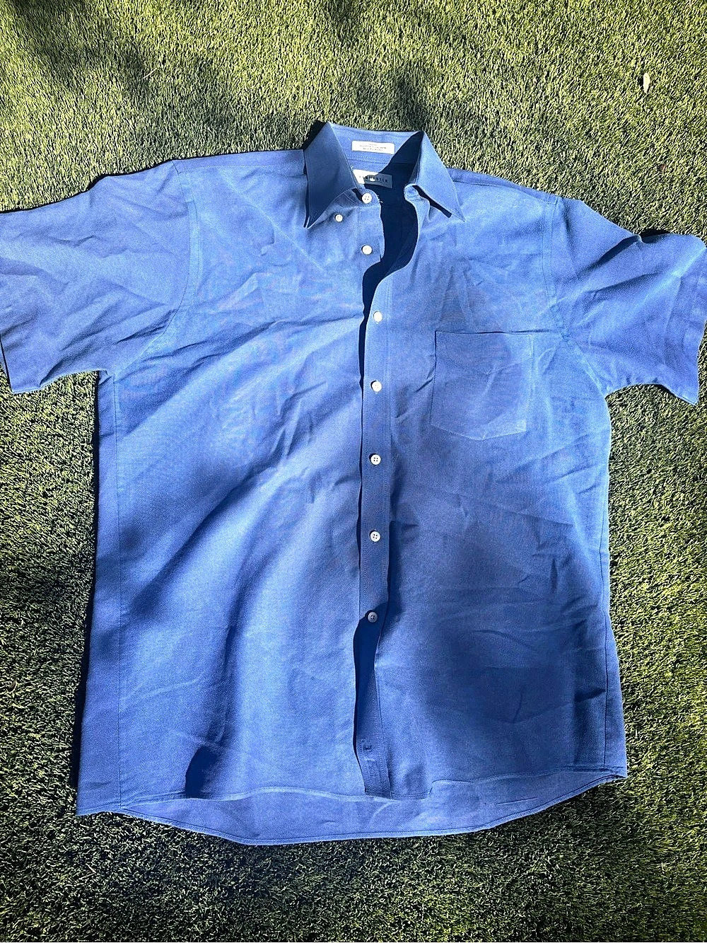 Van Heusen Short Sleeve Oxford Shirt Men's Blue Sz L